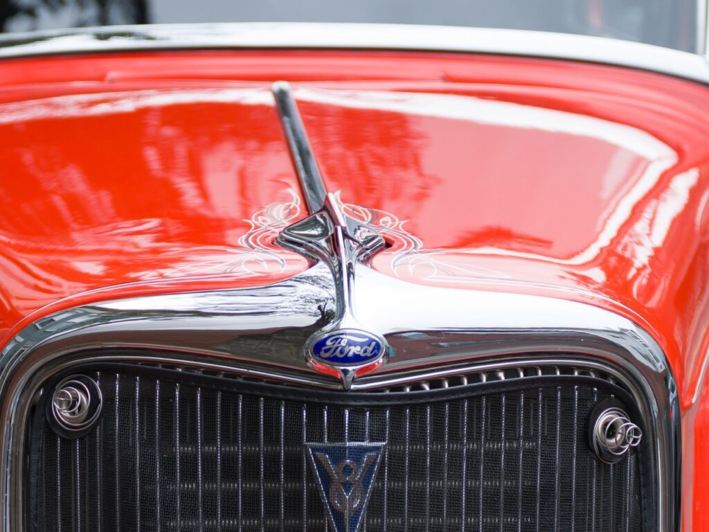 A crop from the wider shot of the vintage Ford